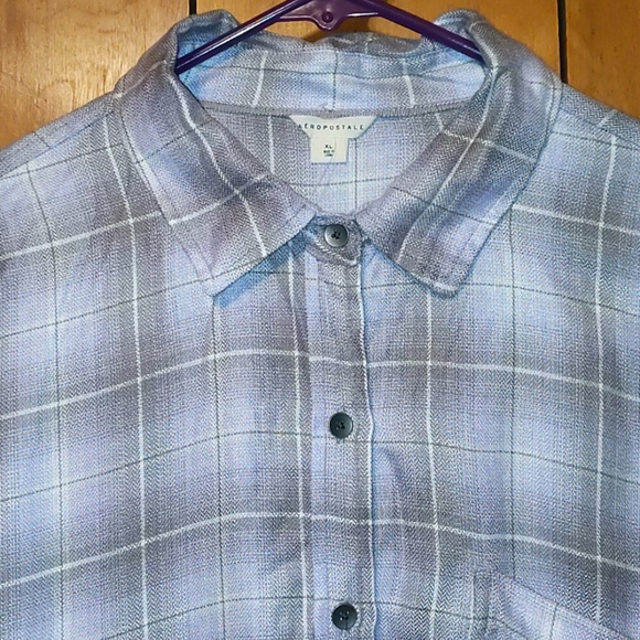 Purple&Gray Button Down Flannel - Picture 3 of 5